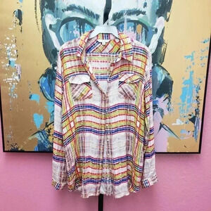 CAbi #797 Cirque Plaid Button Down Blouse